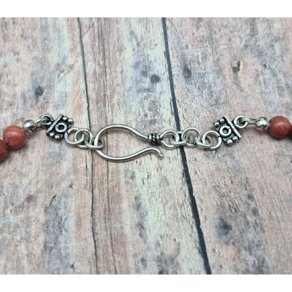 Artisan 2 Piece Set Red Jasper Natural Stone Pendant Necklace & Wrap Bracelet - Picture 11 of 11